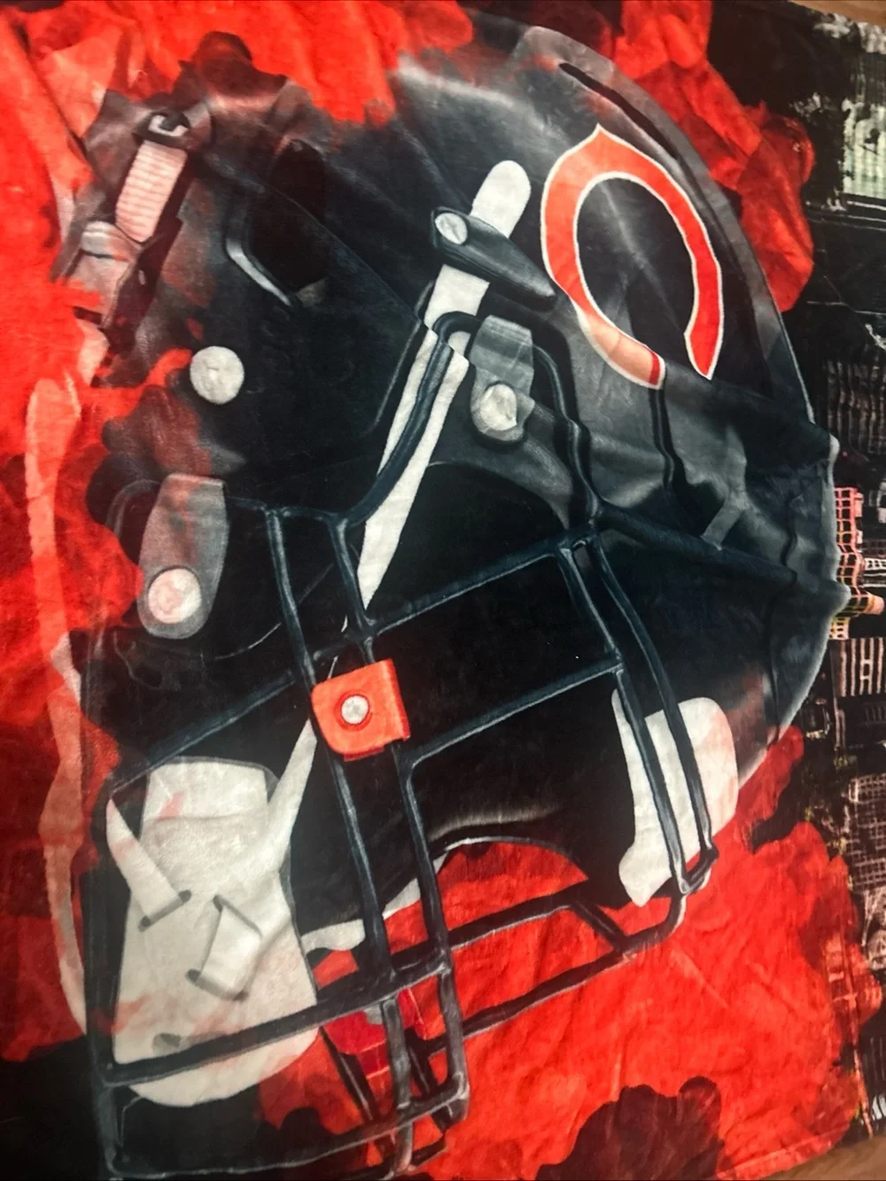Chicago Bears Red & Black Football Throw Blanket 60x80